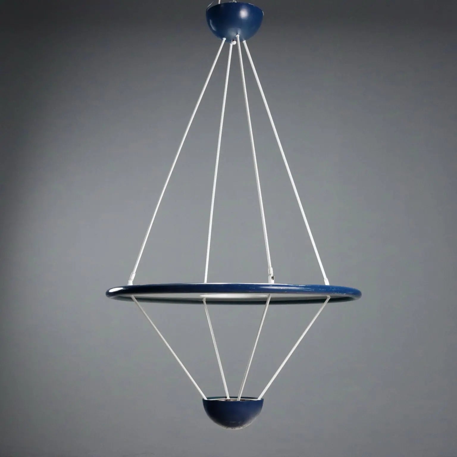 Vintage Zonca Chandelier Enamelled Metal Design Italy 1980s