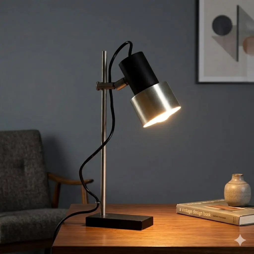 Vintage Stilux Table Lamp Metal Aluminium Design 1960s