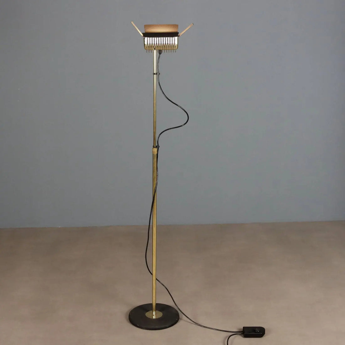 Vintage Targetti Floor Lamp Brass-Plated Metal Design Italy 1980s