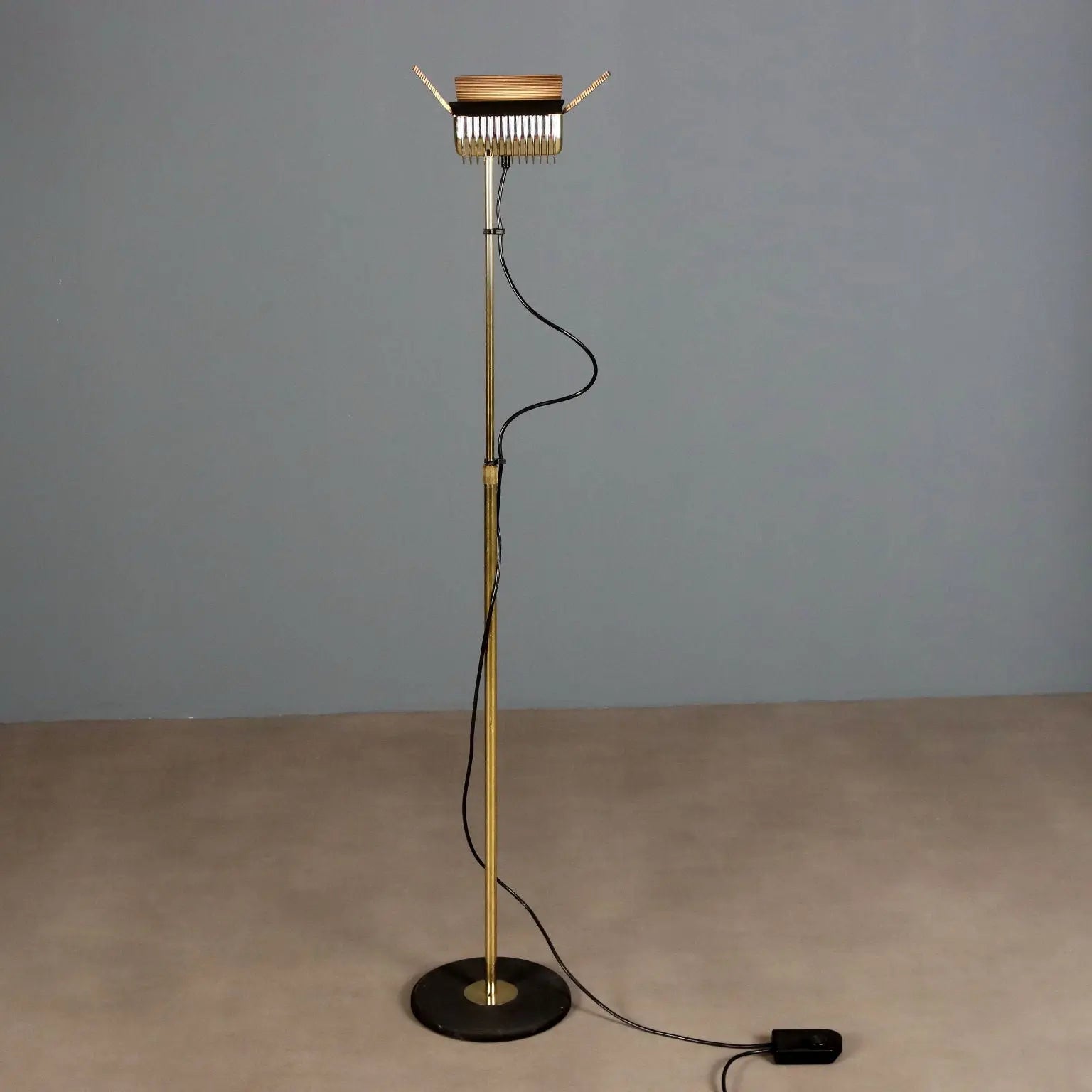 Vintage Targetti Floor Lamp Brass-Plated Metal Design Italy 1980s