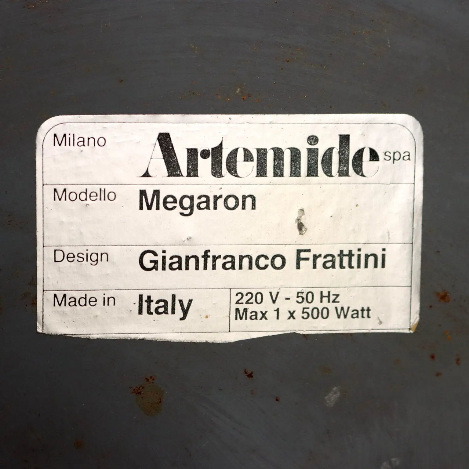 Artemide Megaron Lamp Vintage Design G. Frattini Italy 1970s