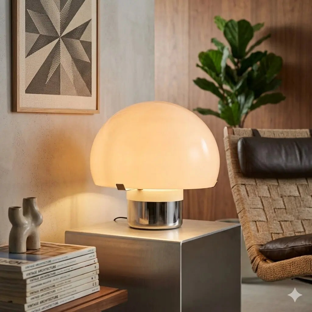 Vintage Lamp Mushroom-Shaped Plastic Design 1970s