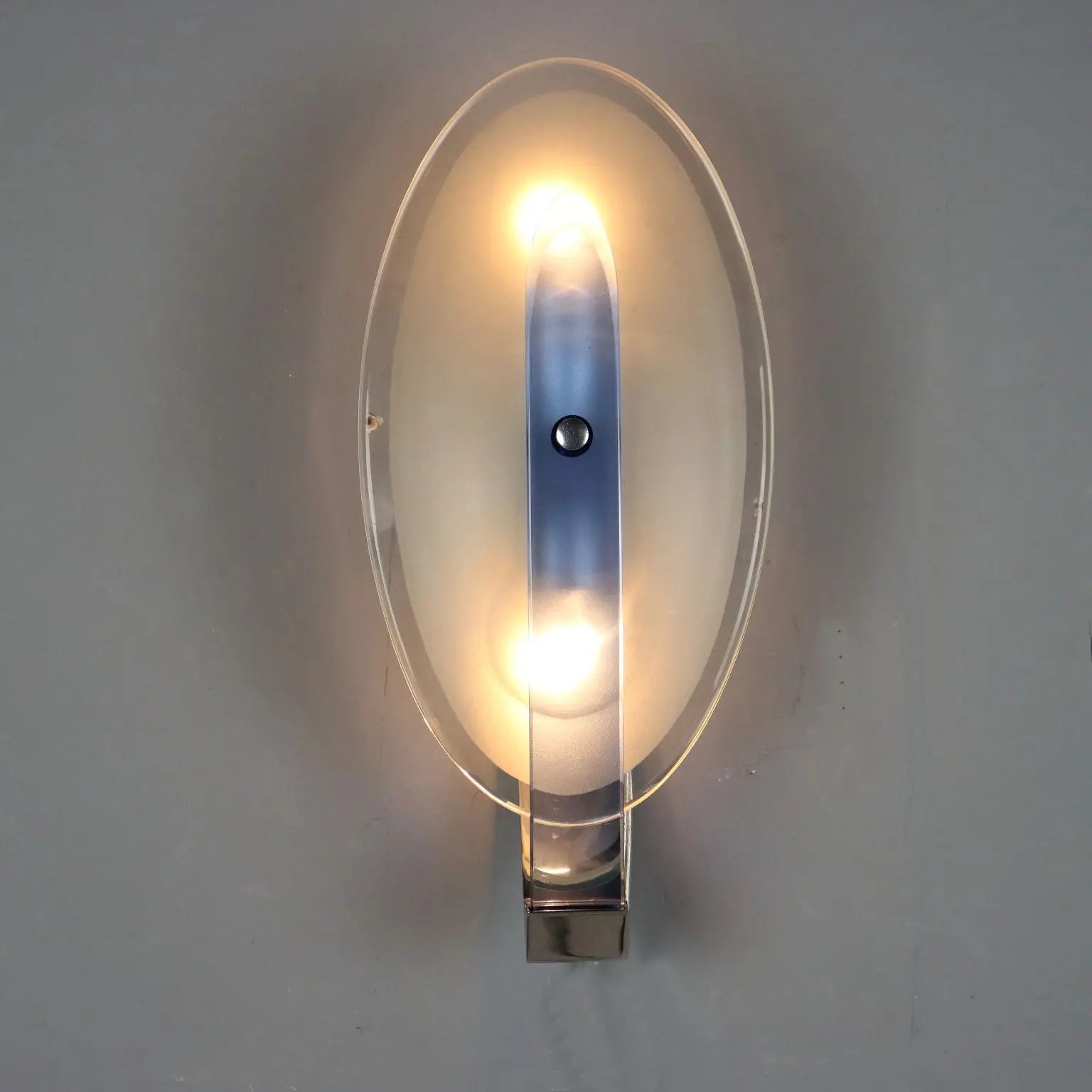 Vintage Wall Lamp Glass Metal Design Italy 1960s