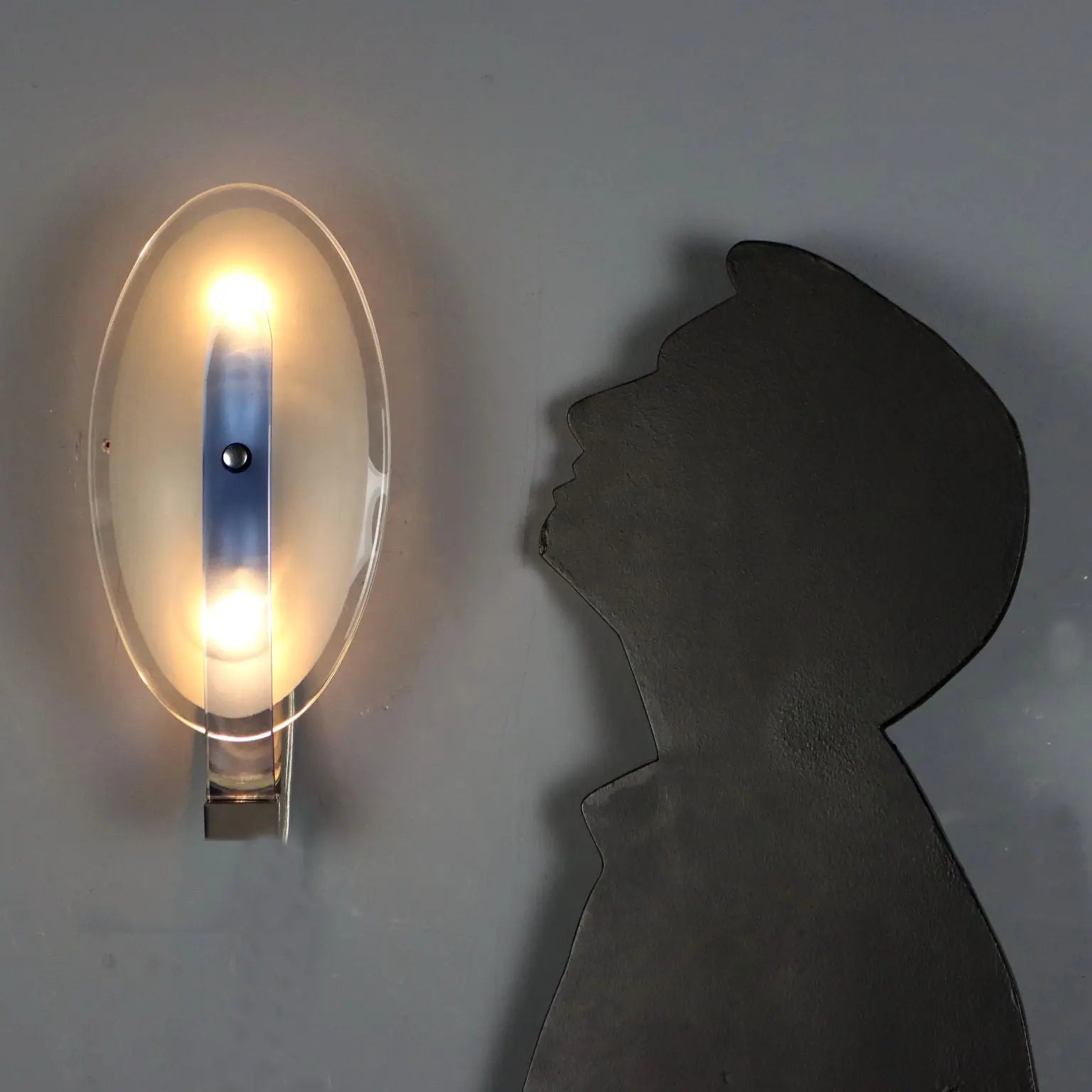 Vintage Wall Lamp Glass Metal Design Italy 1960s