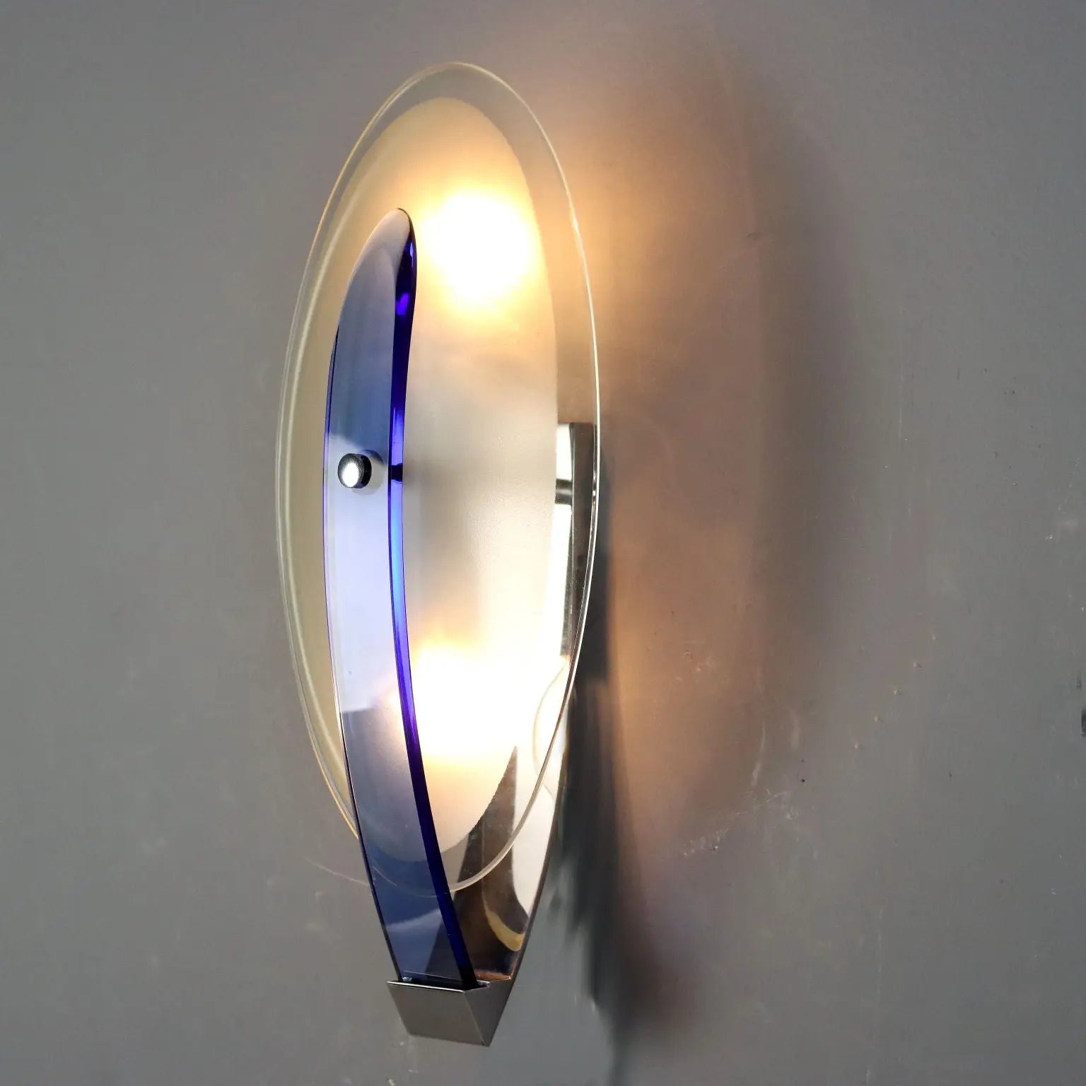 Vintage Wall Lamp Glass Metal Design Italy 1960s