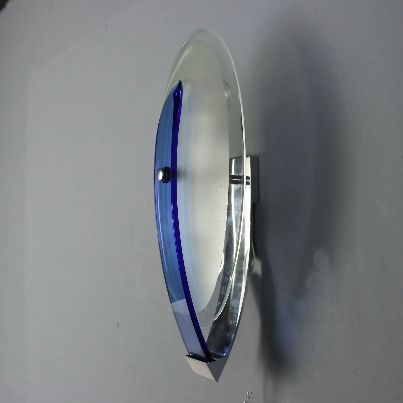 Vintage Wall Lamp Glass Metal Design Italy 1960s