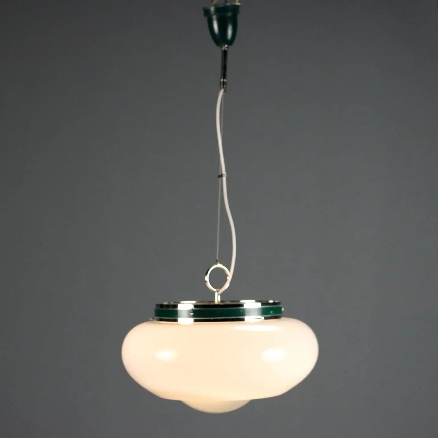 Vintage Ceiling Lamp Metal Glass Design Italy 1960s-1970s