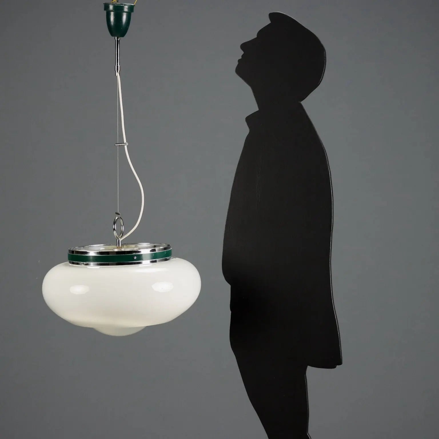 Vintage Ceiling Lamp Metal Glass Design Italy 1960s-1970s