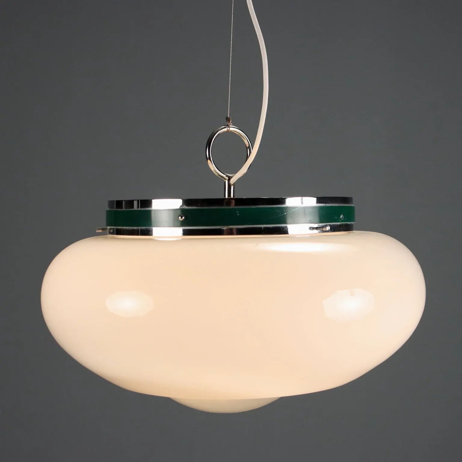 Vintage Ceiling Lamp Metal Glass Design Italy 1960s-1970s