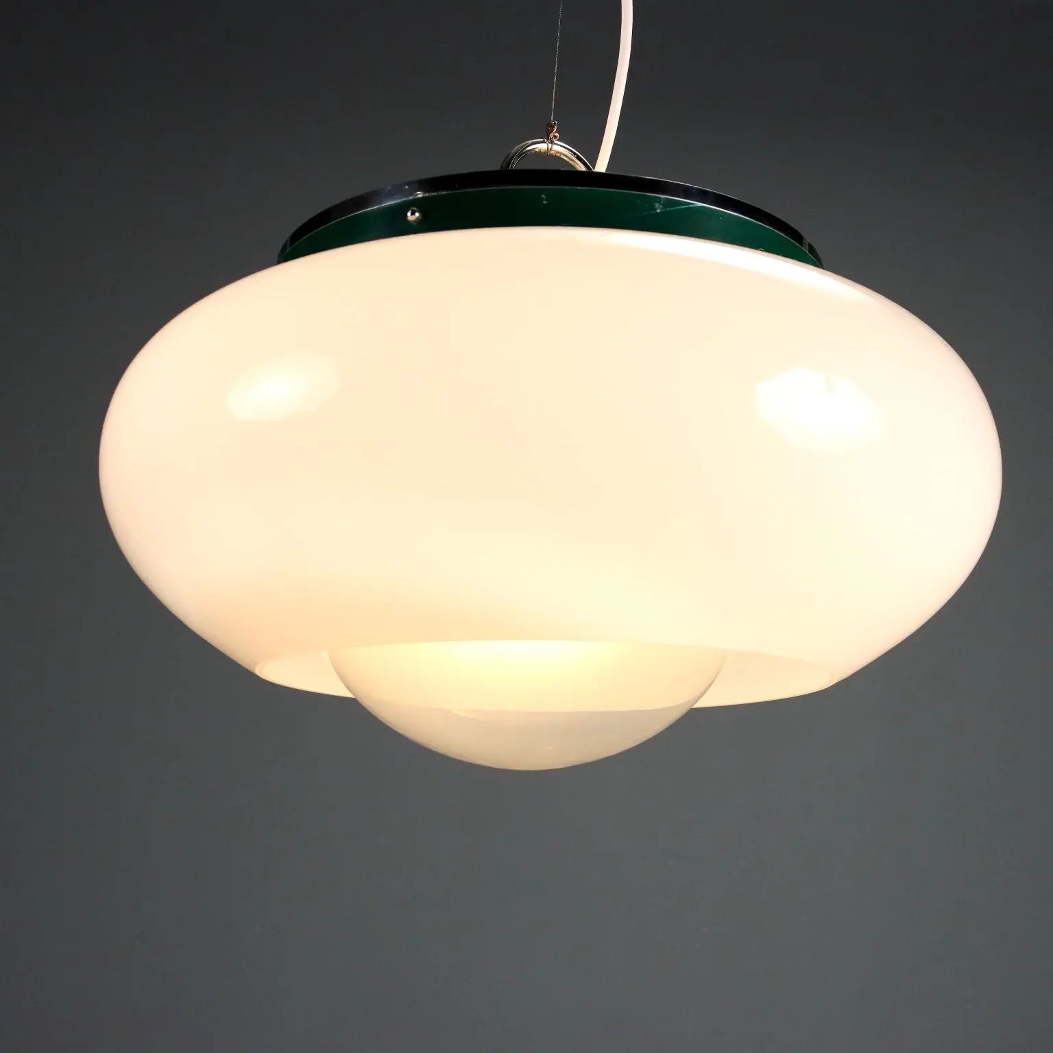 Vintage Ceiling Lamp Metal Glass Design Italy 1960s-1970s