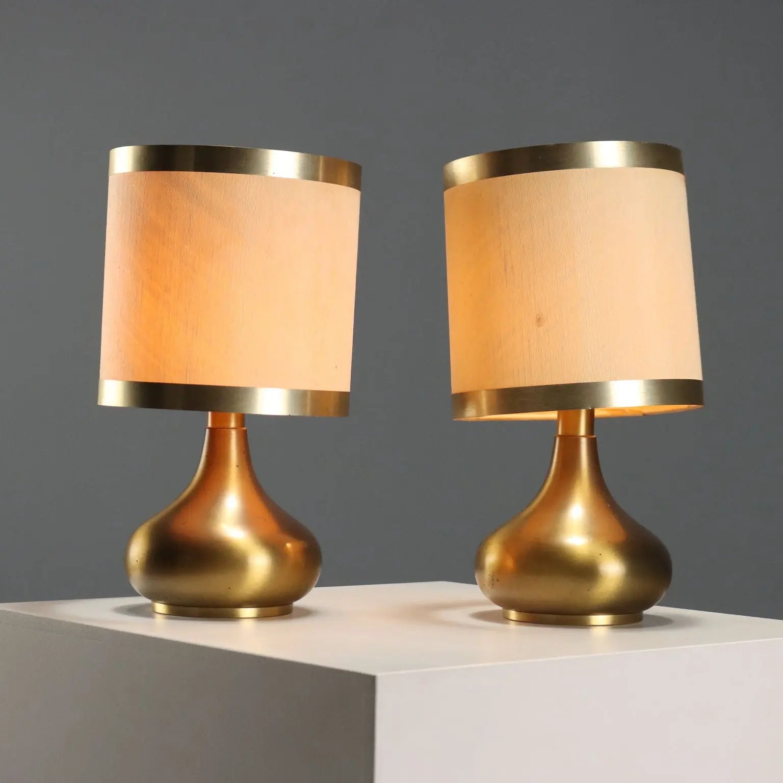 Vintage Table Lamps Brass Design Italy 1970s