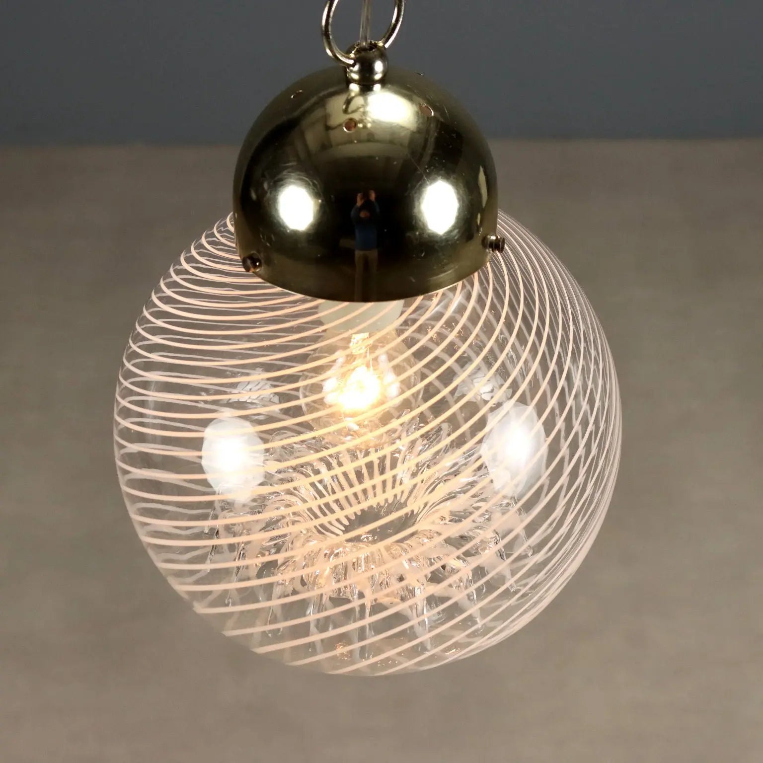 Vintage Ceiling Lamp Chromed Metal Design Italy 1970s