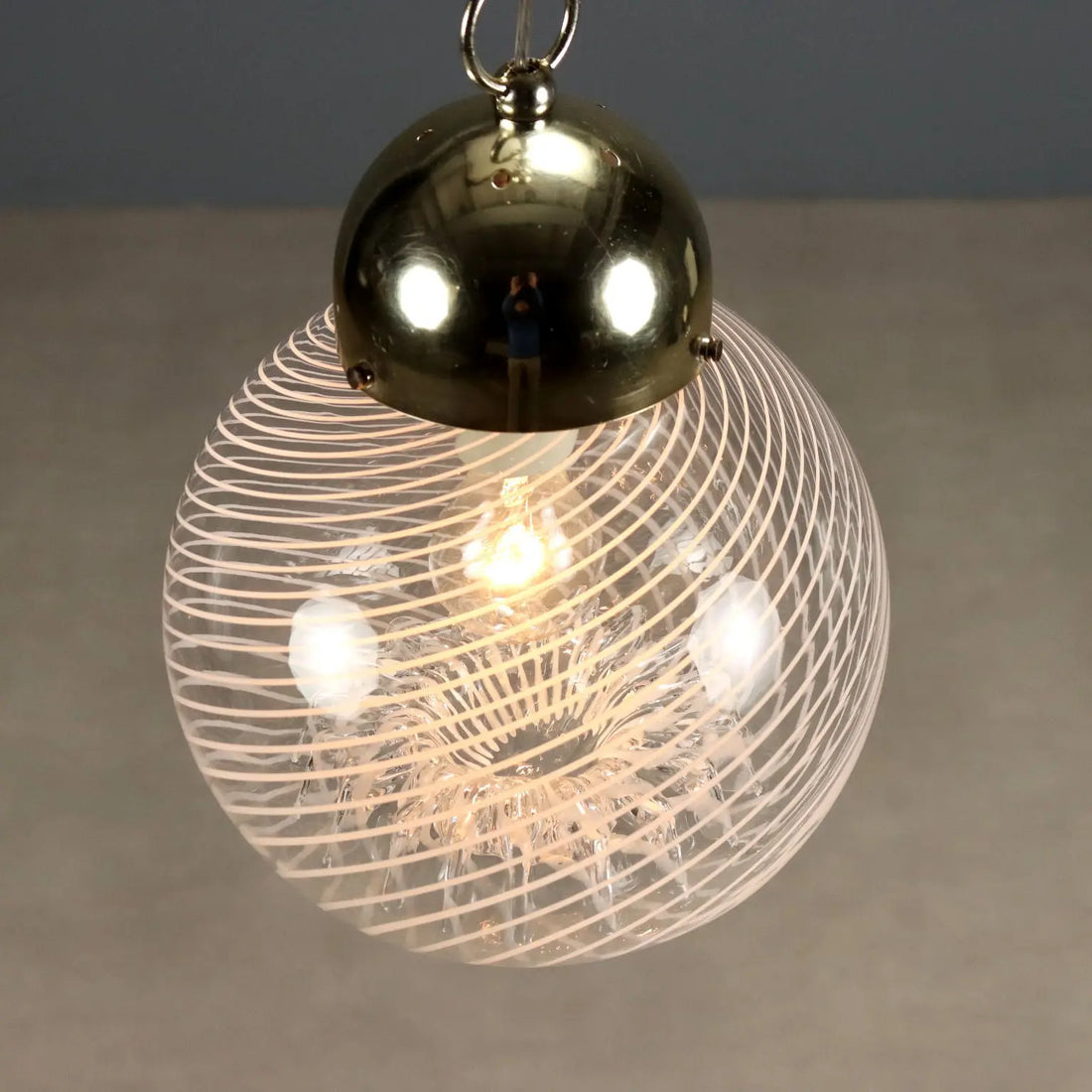 Vintage Ceiling Lamp Chromed Metal Design Italy 1970s