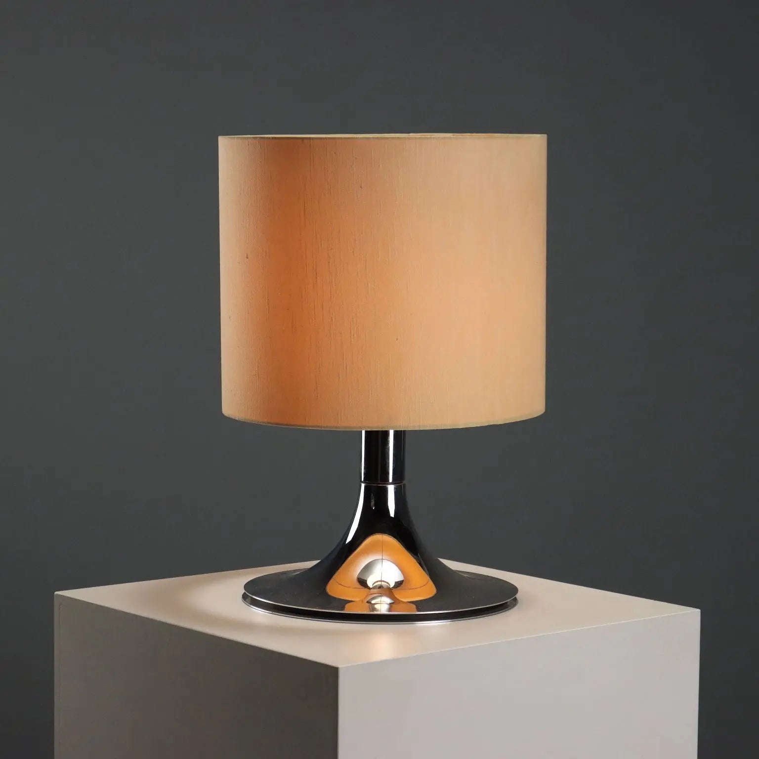 Vintage Table Lamp Chromed Metal Design Italy 1960s
