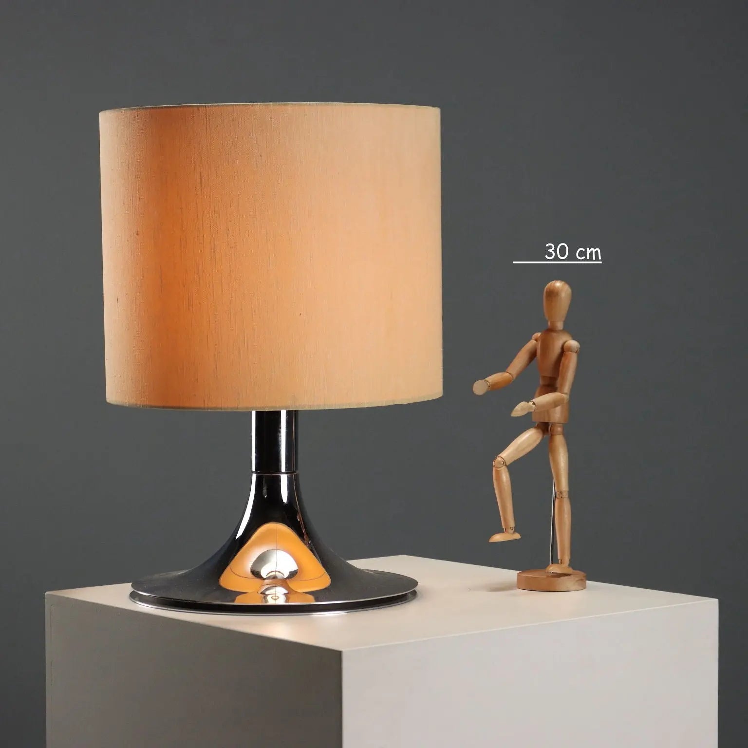 Vintage Table Lamp Chromed Metal Design Italy 1960s
