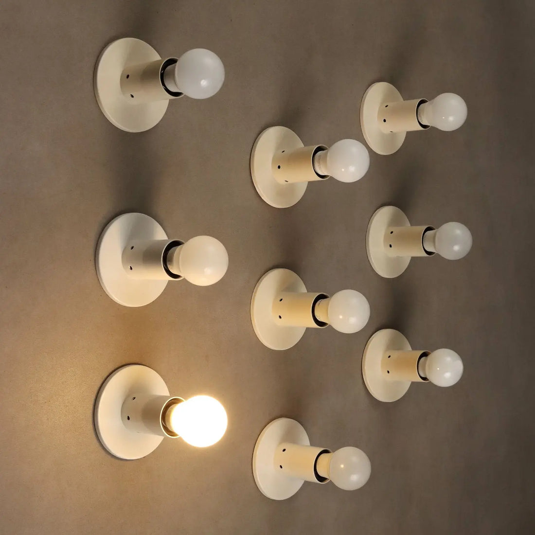 Vintage Wall Lamps White Enamelled Metal Design Italty 1960s