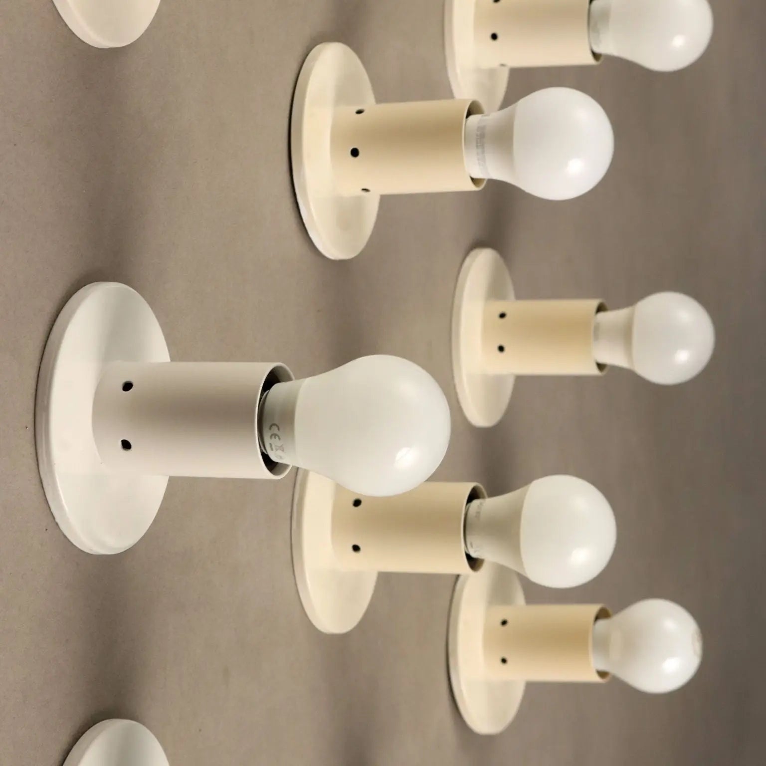 Vintage Wall Lamps White Enamelled Metal Design Italty 1960s