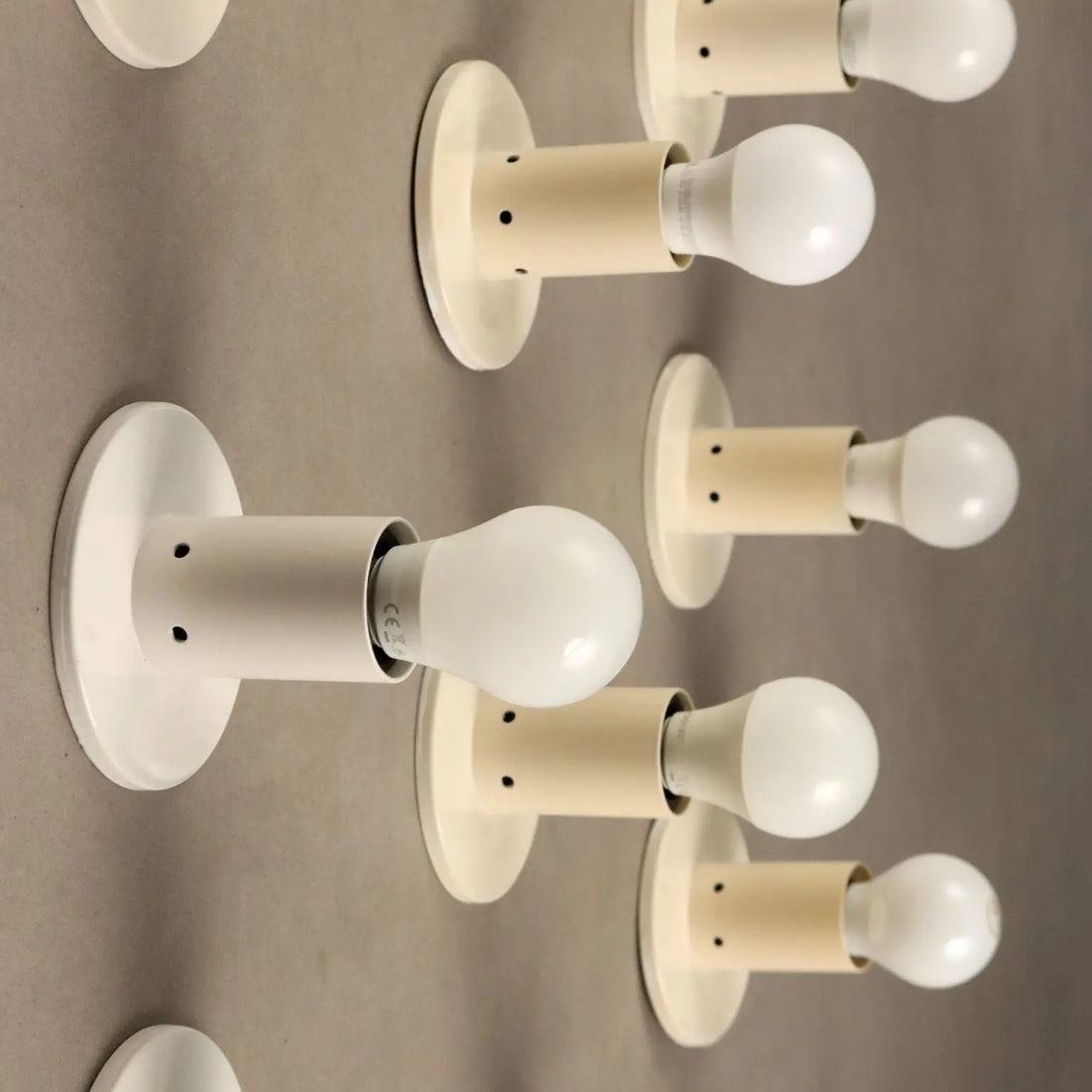 Vintage Wall Lamps White Enamelled Metal Design Italty 1960s