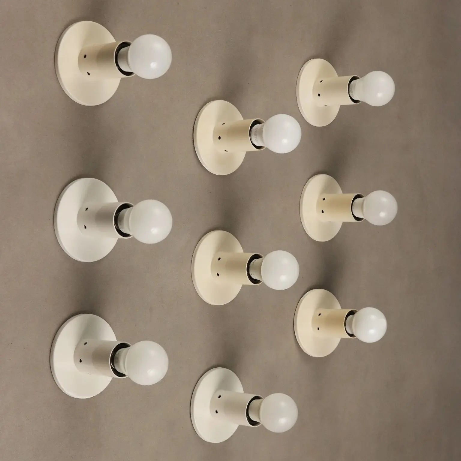 Vintage Wall Lamps White Enamelled Metal Design Italty 1960s