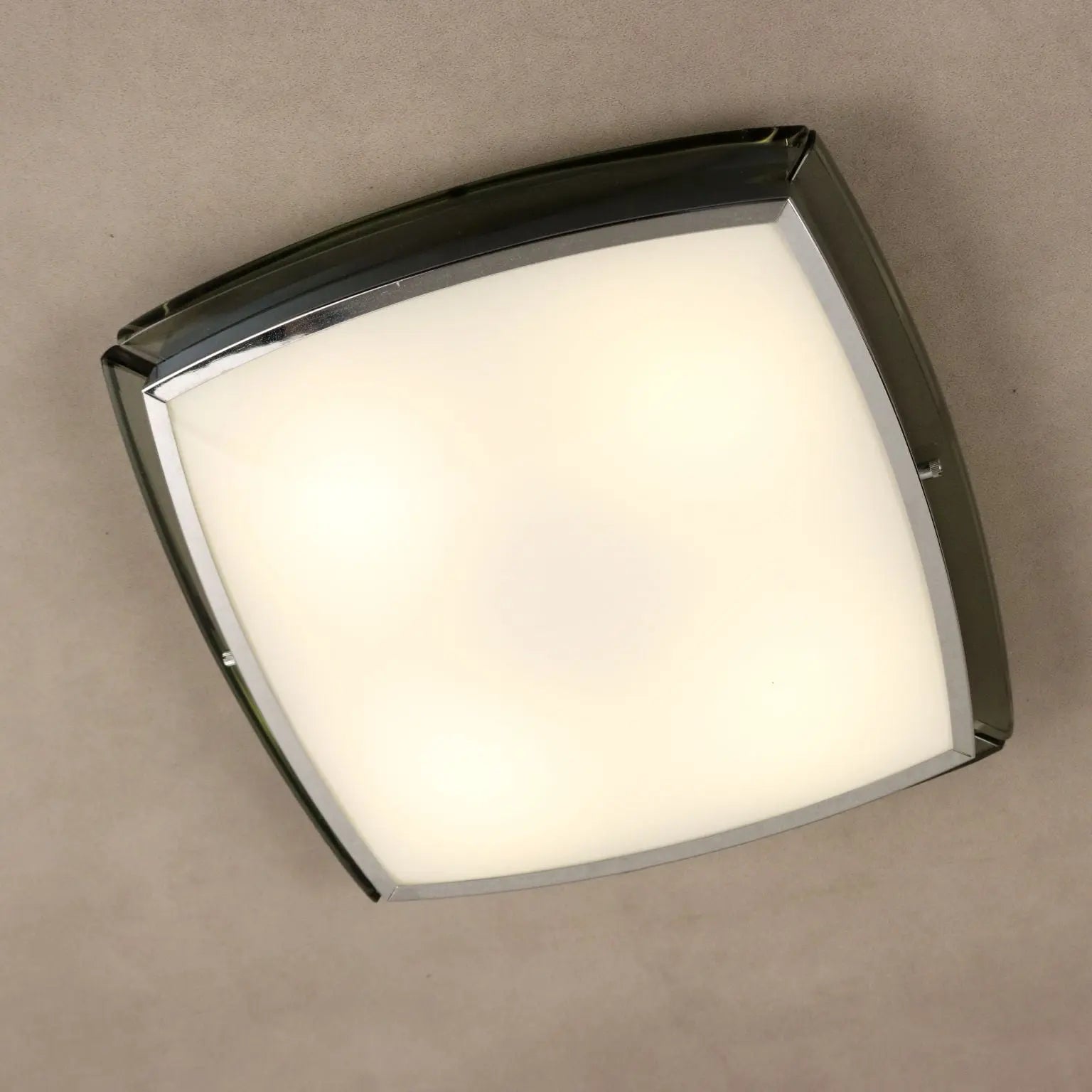 Vintage Ceiling Lamp Glass Aluminium Design Italy 1970s