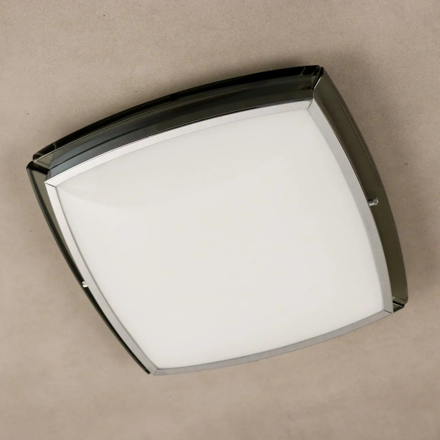 Vintage Ceiling Lamp Glass Aluminium Design Italy 1970s