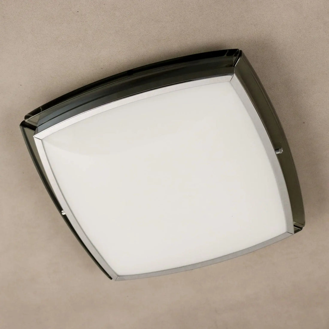 Vintage Ceiling Lamp Glass Aluminium Design Italy 1970s