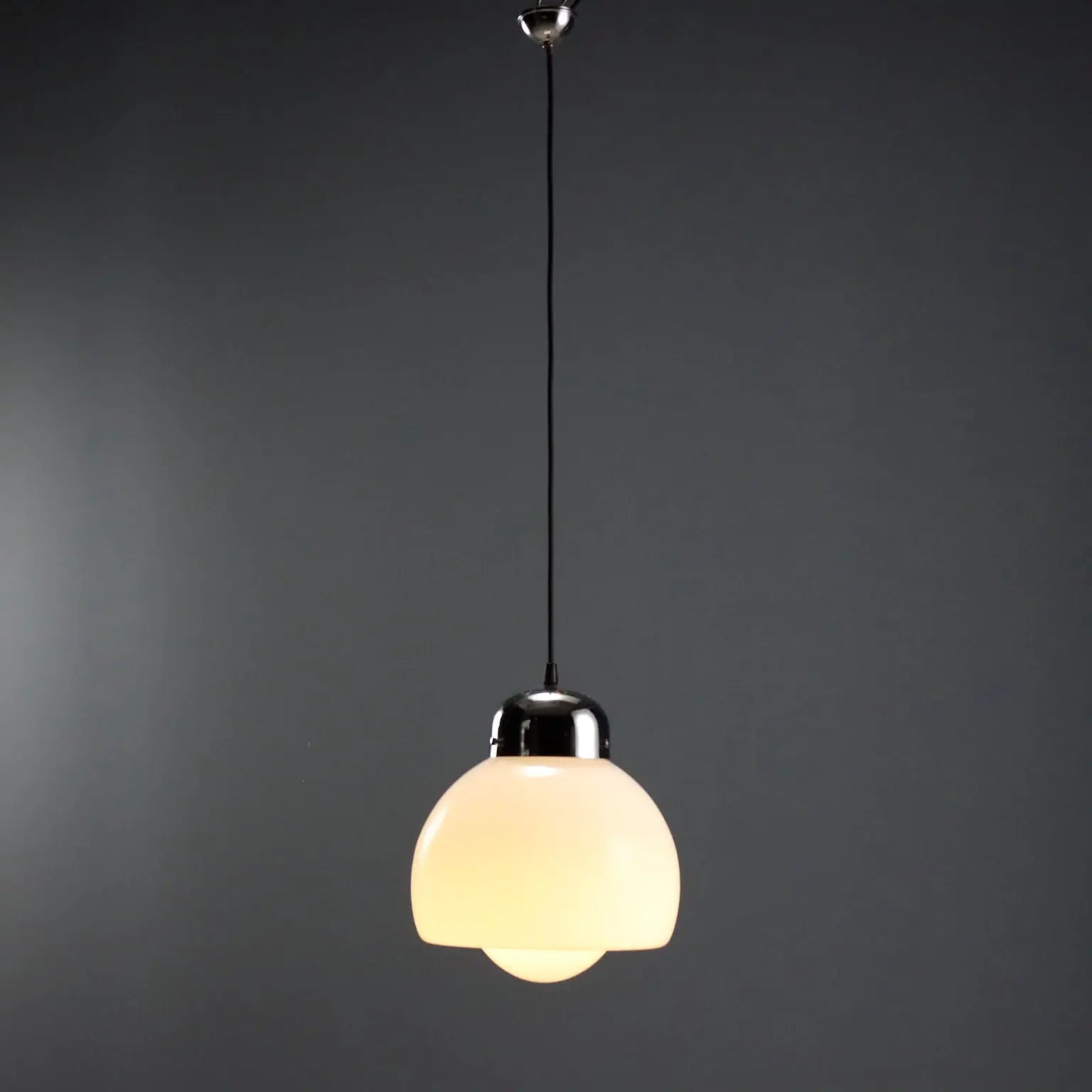 Vintage Ceiling Lamp Glass Metal Design Italy 1960s-1970s