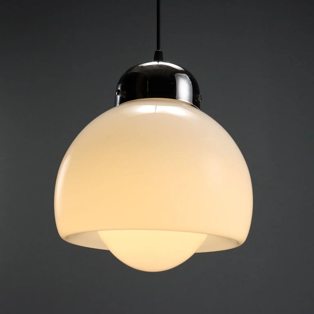 Vintage Ceiling Lamp Glass Metal Design Italy 1960s-1970s
