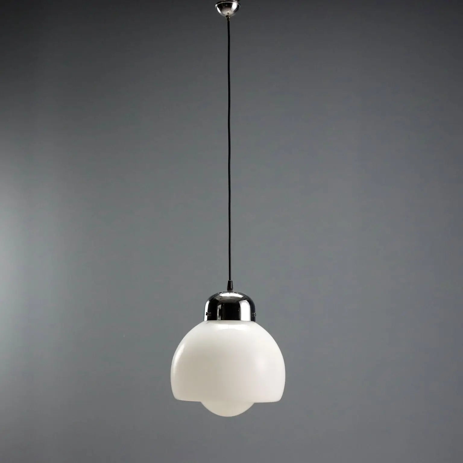Vintage Ceiling Lamp Glass Metal Design Italy 1960s-1970s