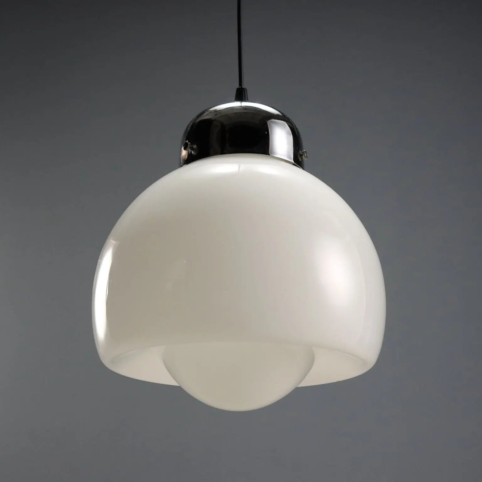 Vintage Ceiling Lamp Glass Metal Design Italy 1960s-1970s