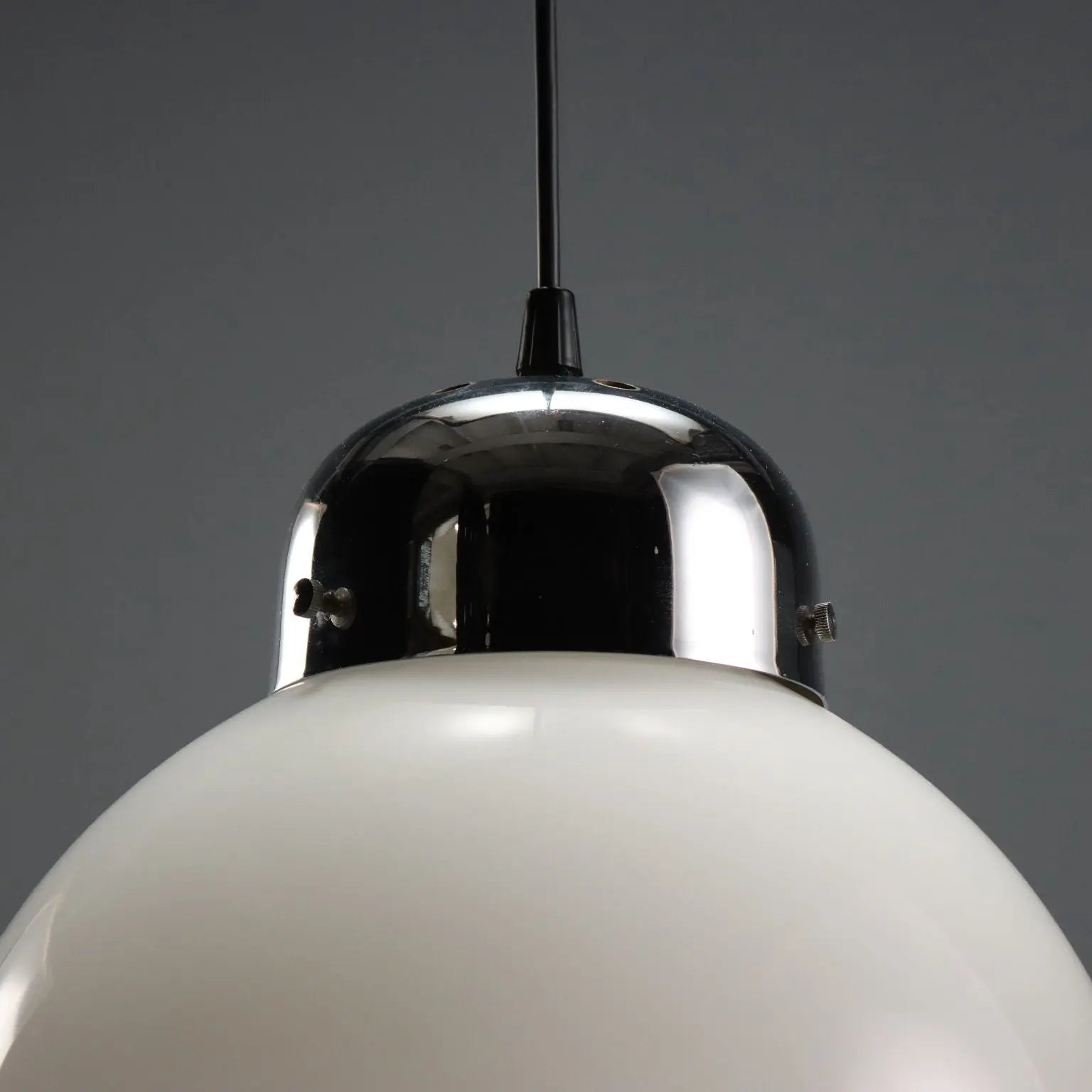 Vintage Ceiling Lamp Glass Metal Design Italy 1960s-1970s