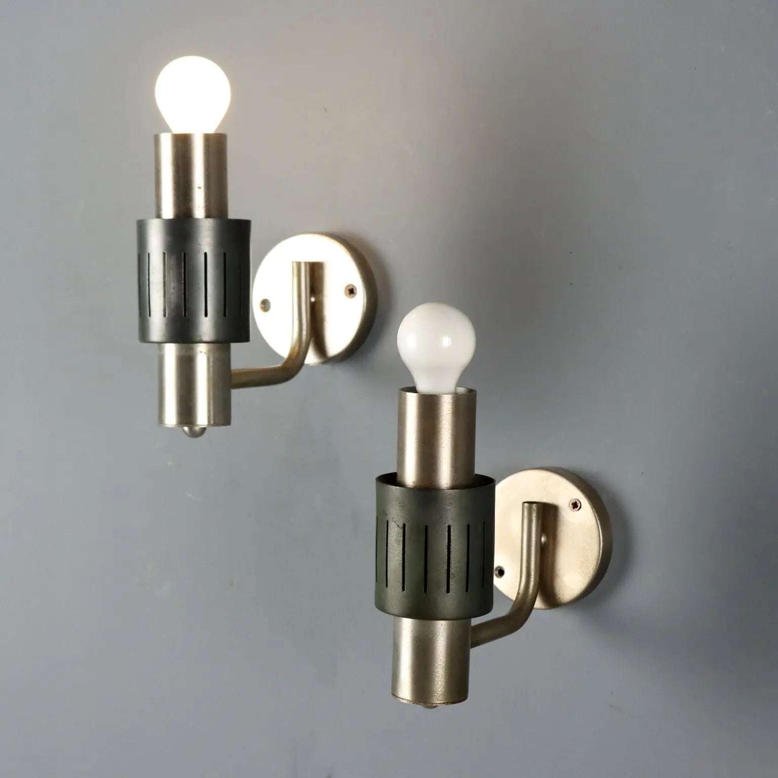 Vintage Wall Lamps Chromed Metal Aluminium Design Italy 1960s