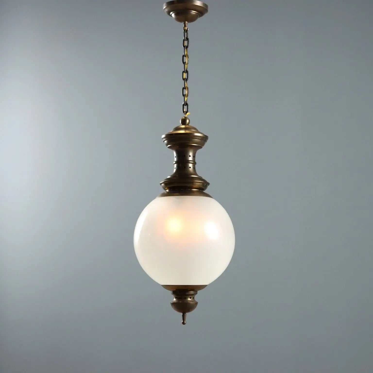 Vintage Ceiling Lamp Glass Brass Design Italy 1950s