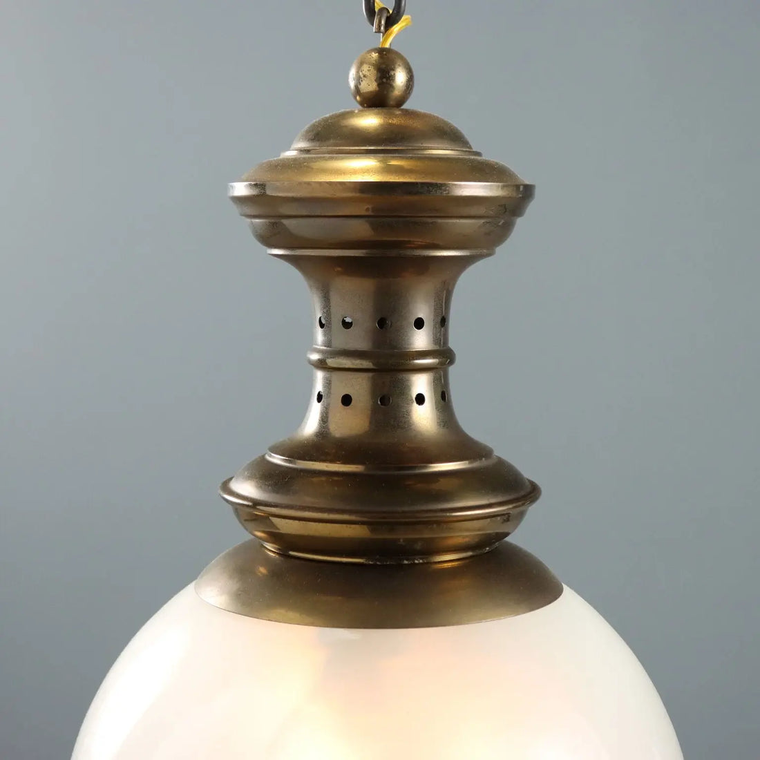 Vintage Ceiling Lamp Glass Brass Design Italy 1950s
