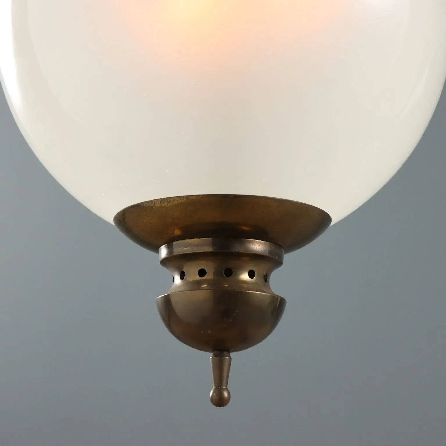 Vintage Ceiling Lamp Glass Brass Design Italy 1950s