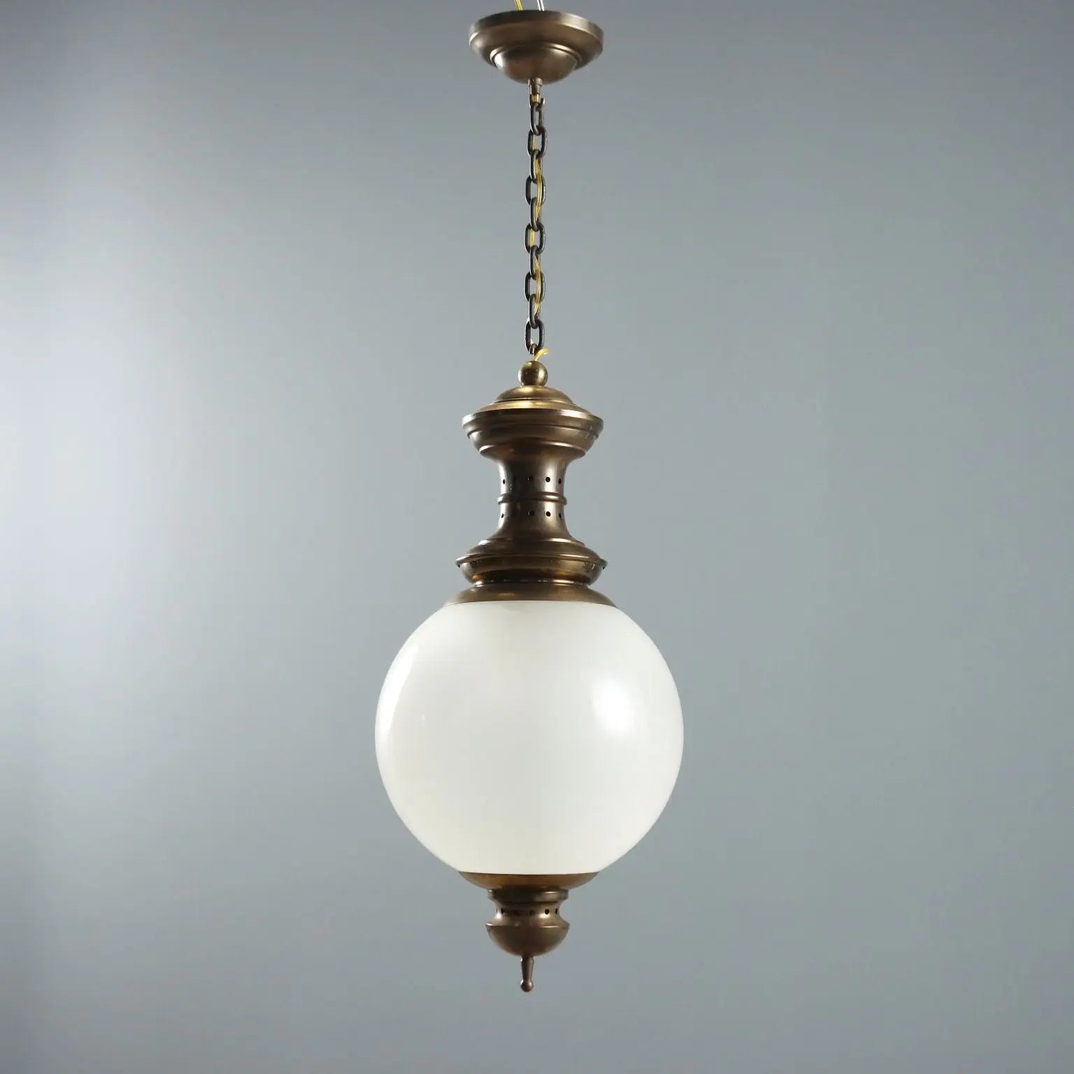 Vintage Ceiling Lamp Glass Brass Design Italy 1950s