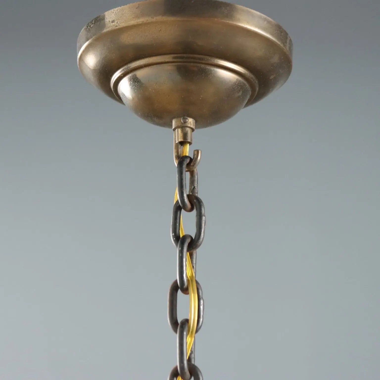 Vintage Ceiling Lamp Glass Brass Design Italy 1950s