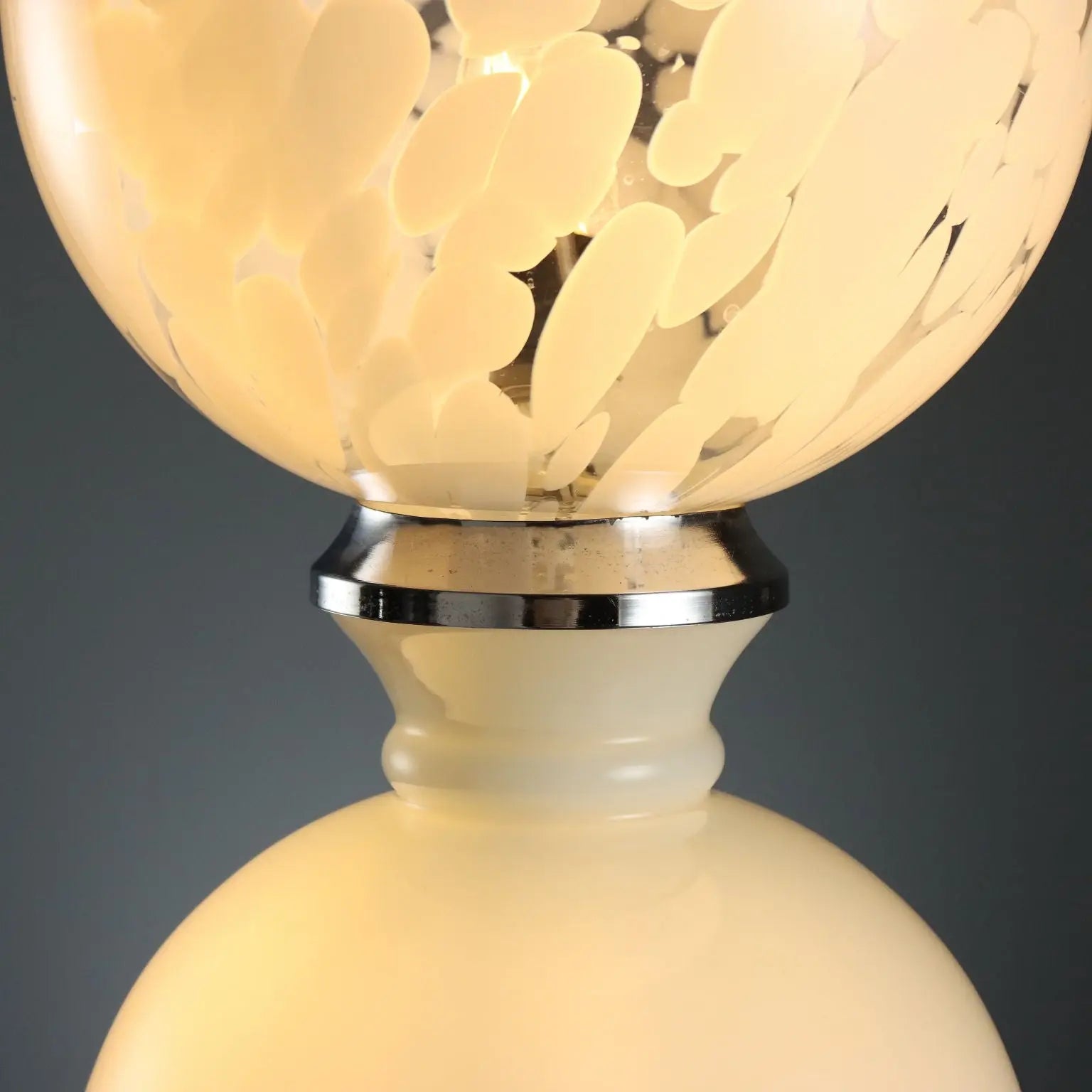 Vintage Lamp Chromed Metal Glass Design Italy 1970s