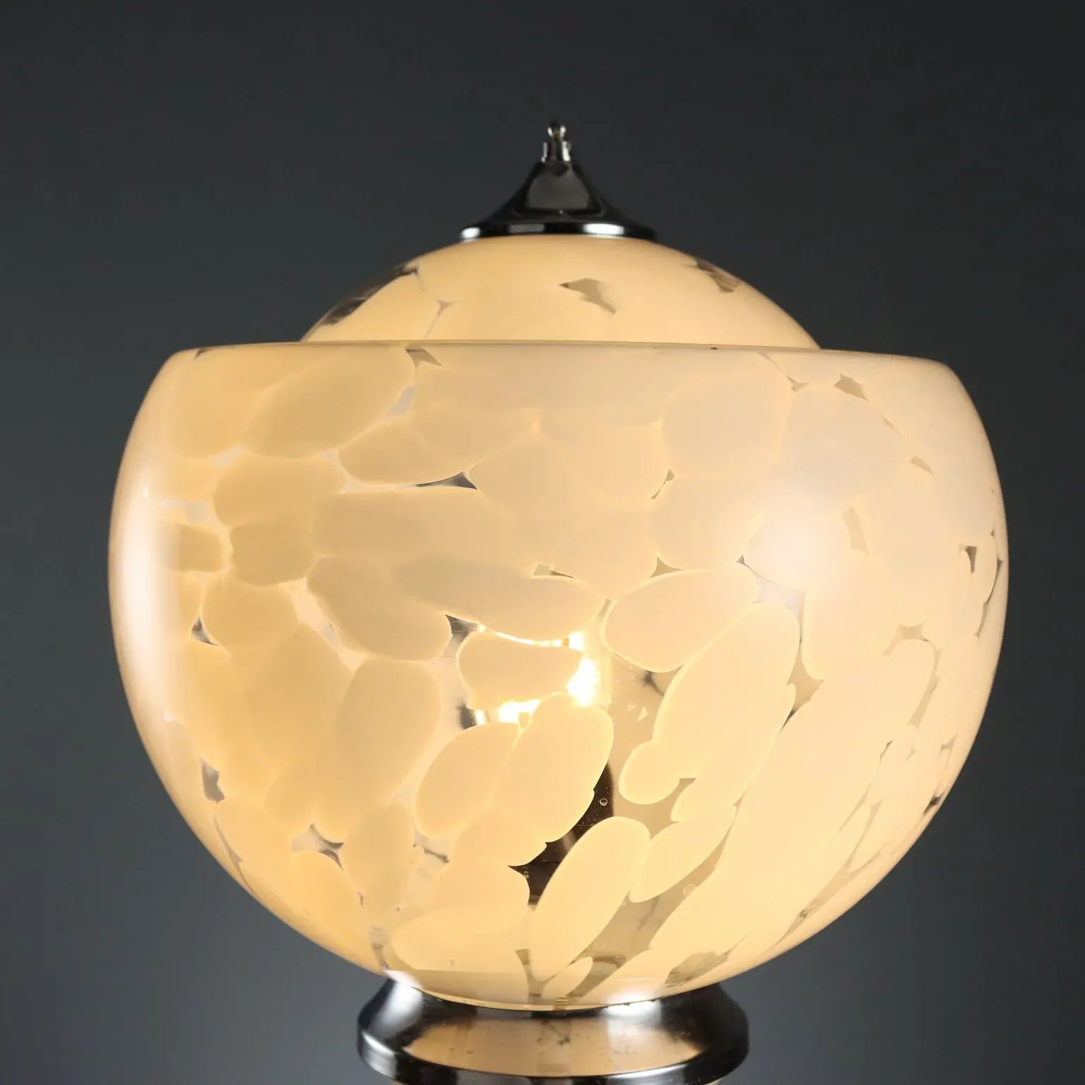 Vintage Lamp Chromed Metal Glass Design Italy 1970s