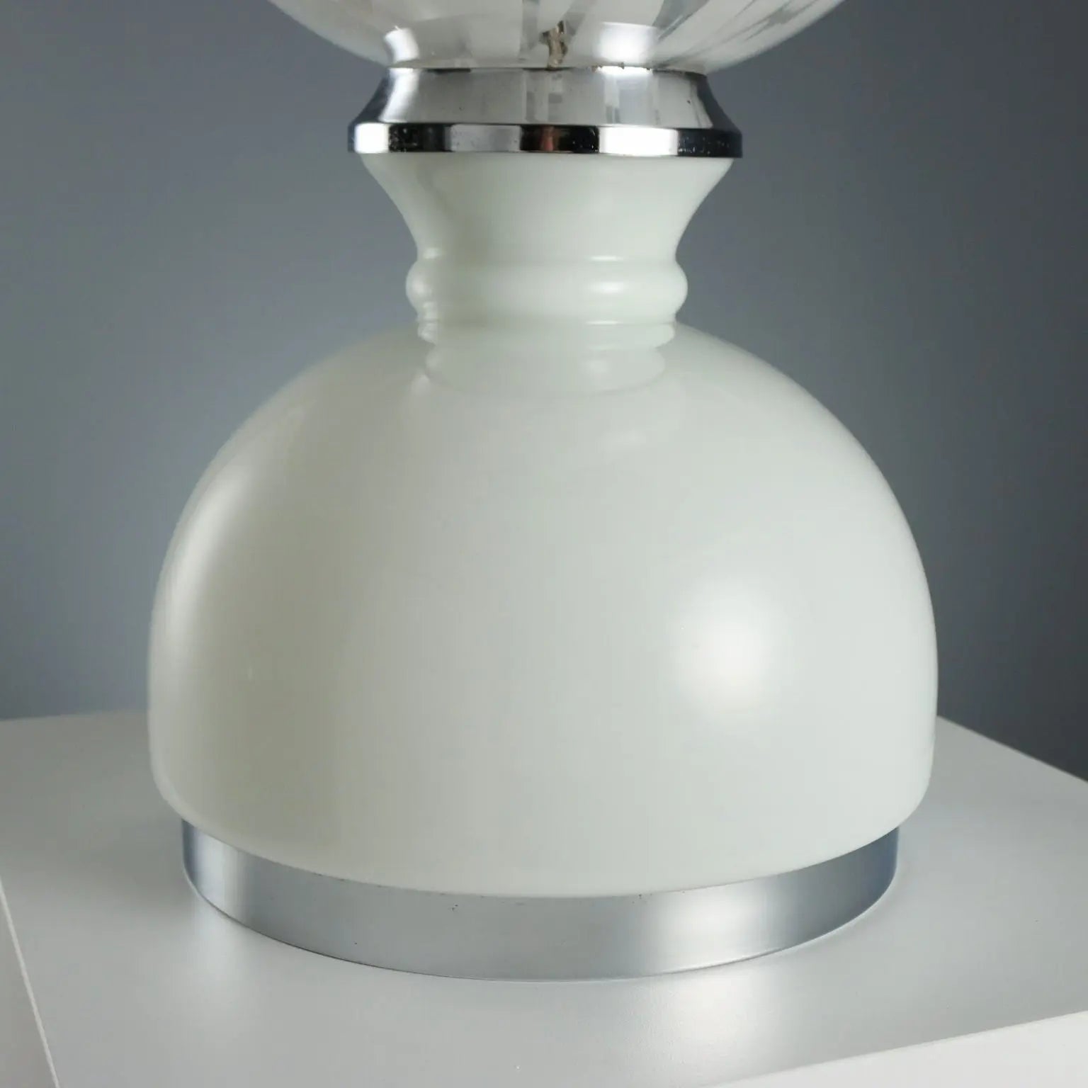Vintage Lamp Chromed Metal Glass Design Italy 1970s