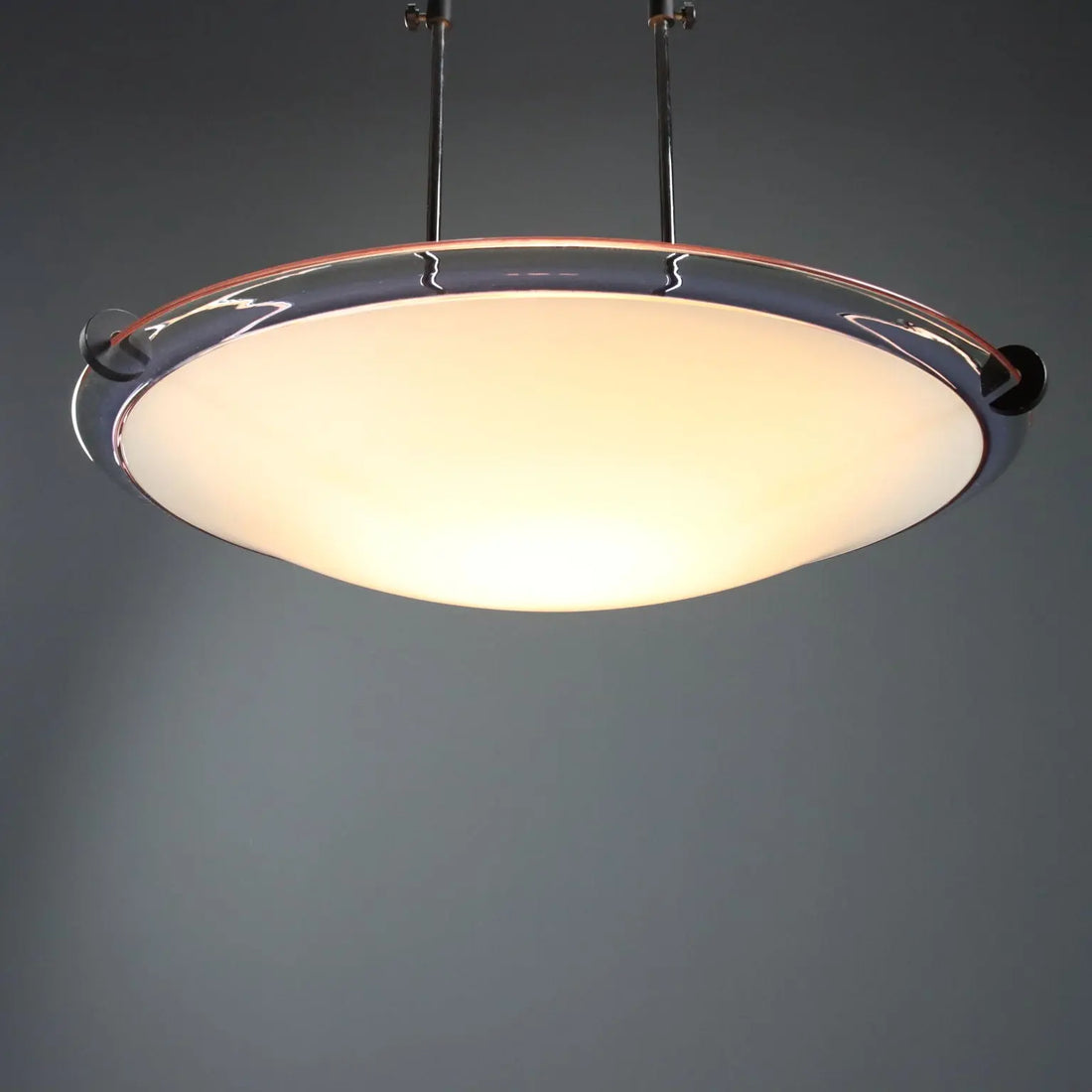 1980s Chandelier in Metal and Frosted Glass