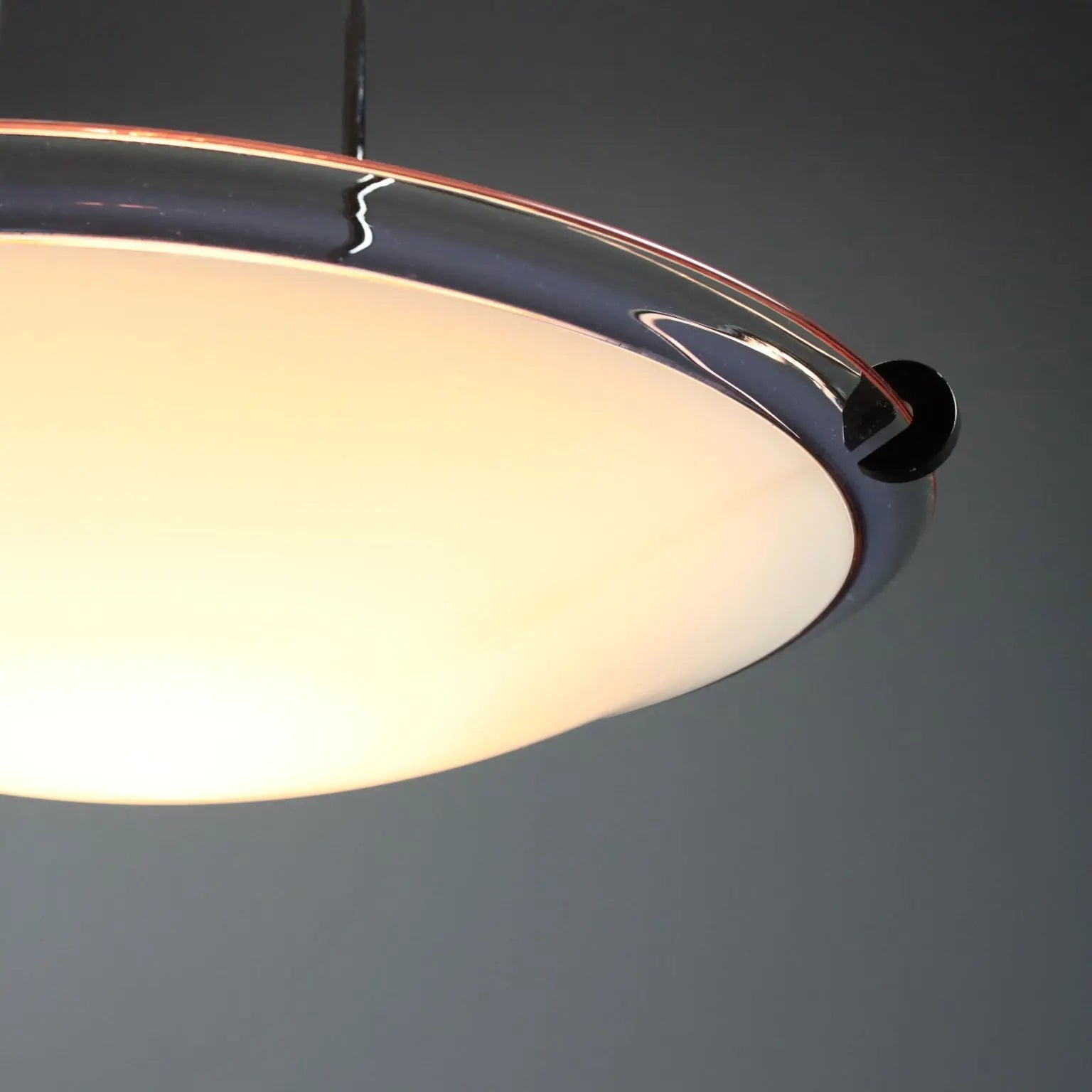 1980s Chandelier in Metal and Frosted Glass