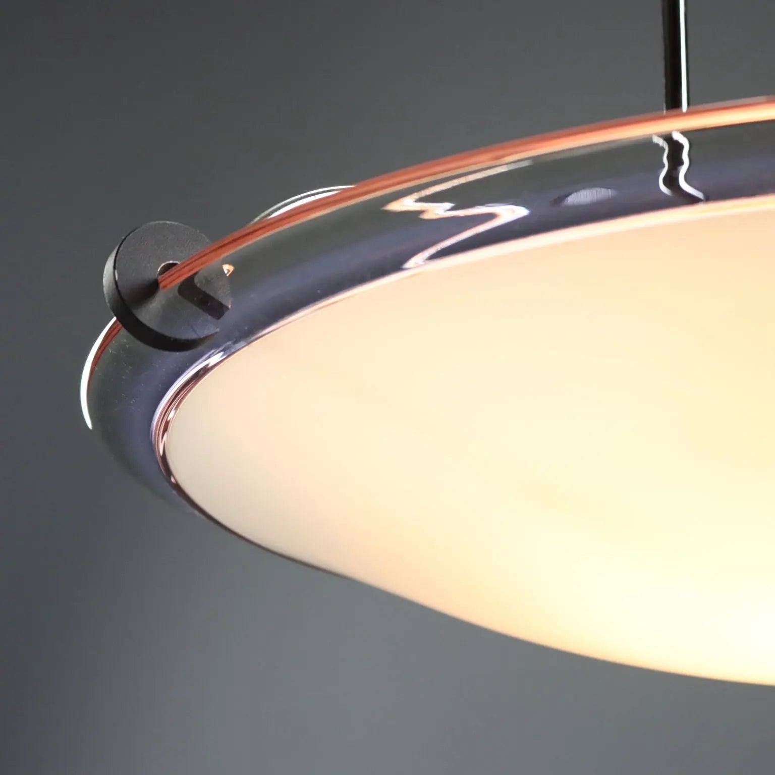 1980s Chandelier in Metal and Frosted Glass