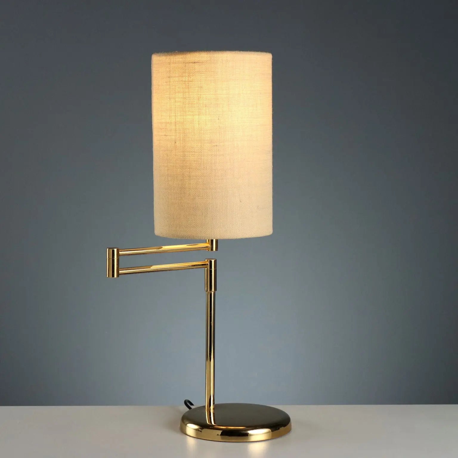 Vintage Table Lamp Metal Fabric Design Italy 1980s