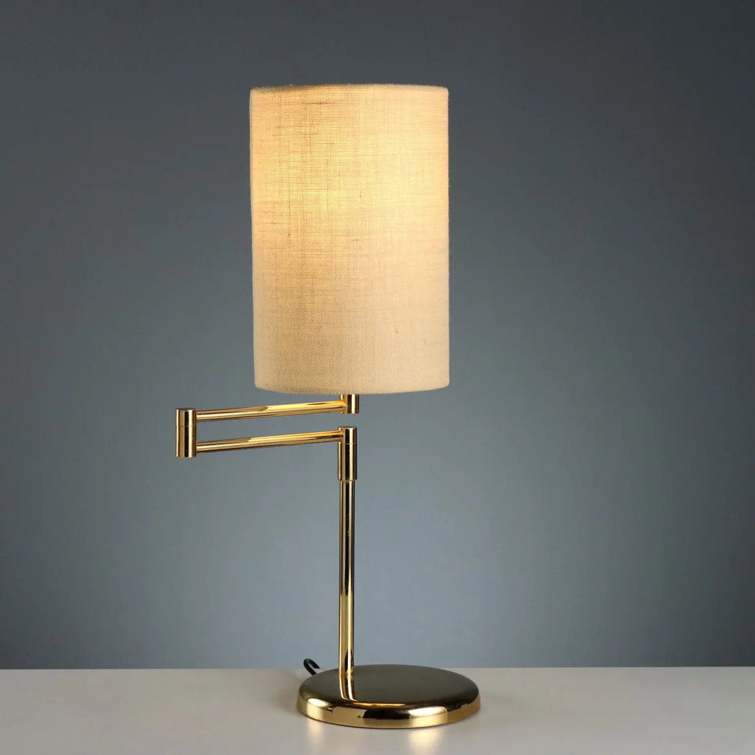Vintage Table Lamp Metal Fabric Design Italy 1980s