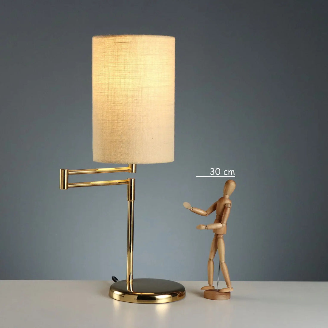 Vintage Table Lamp Metal Fabric Design Italy 1980s