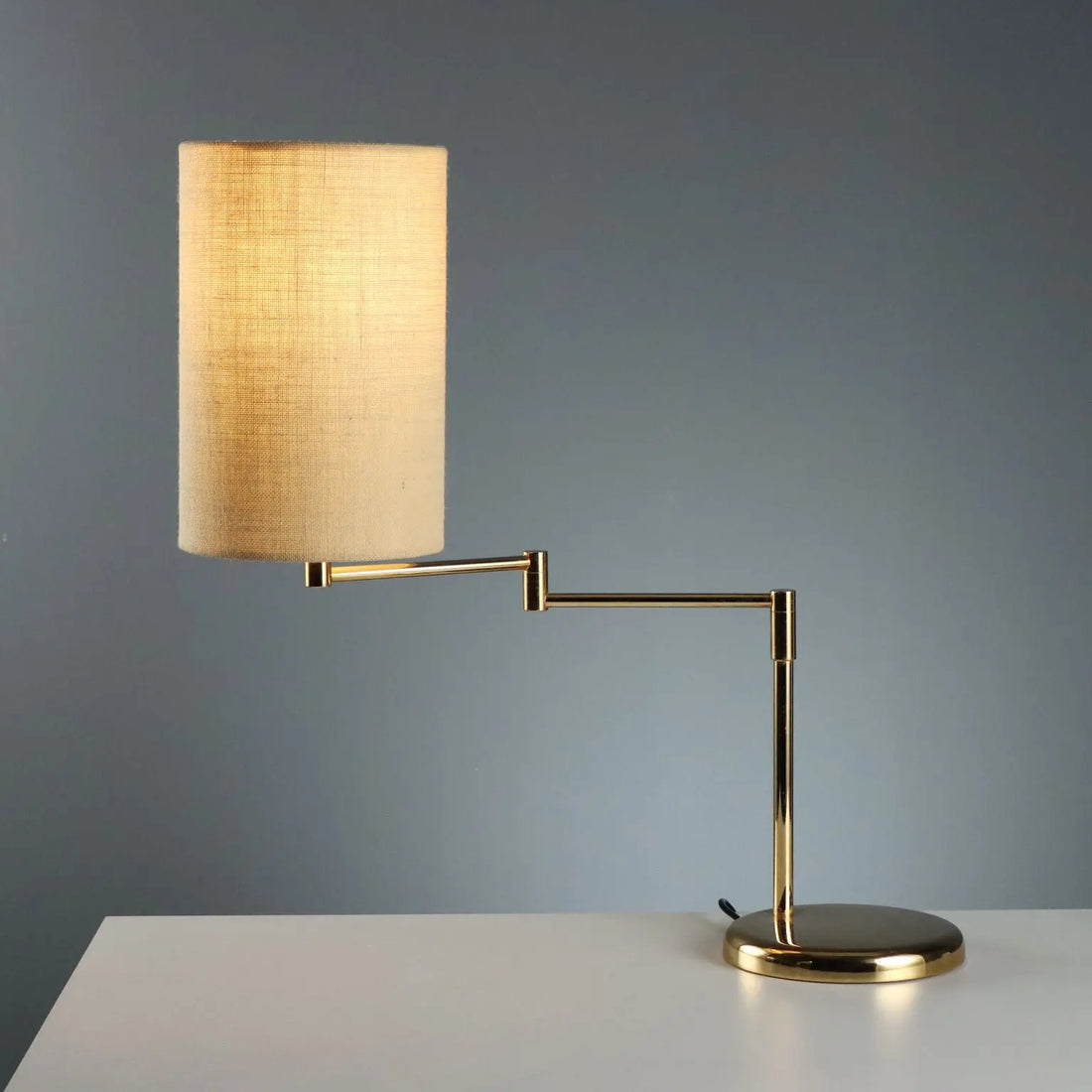 Vintage Table Lamp Metal Fabric Design Italy 1980s