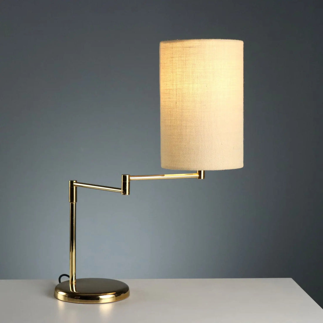 Vintage Table Lamp Metal Fabric Design Italy 1980s