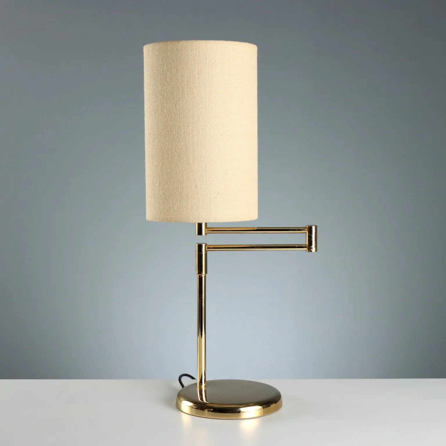 Vintage Table Lamp Metal Fabric Design Italy 1980s