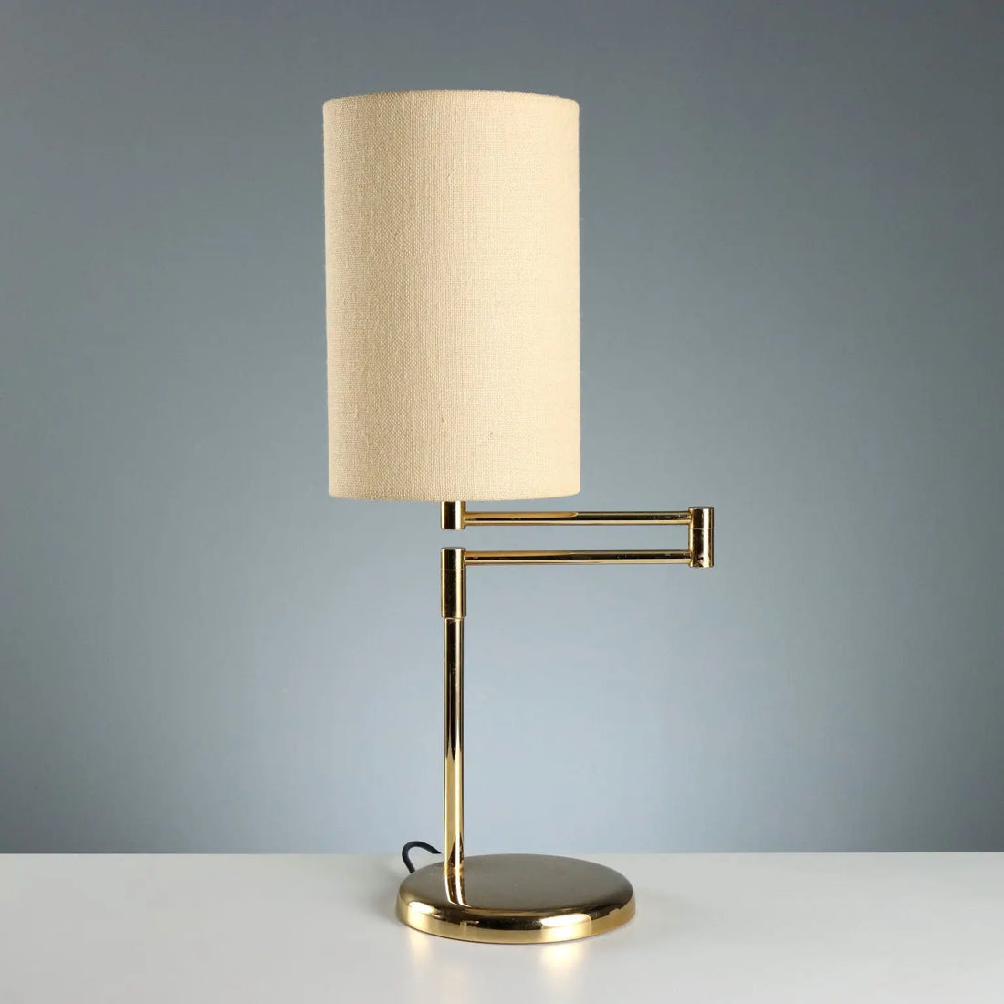 Vintage Table Lamp Metal Fabric Design Italy 1980s